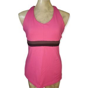 Lucy Powermax Fuchsia / Gray Mesh Racerback Workout Tank Top Size Large